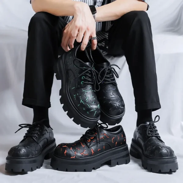 Men's Vintage Derby Shoes - Split Leather Platform