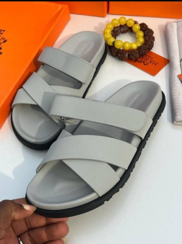 Hermes Men's Chypre Sandals in Gris Antarctique