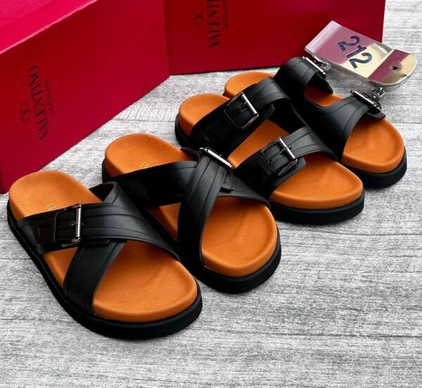 Classic Valentino Cross X Double Strap Slide Sandal