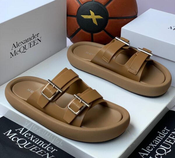 Alexander McQueen Double-Strap Buckle Slide Sandal