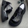 Premium Glossy Black Chunky Derby Shoes