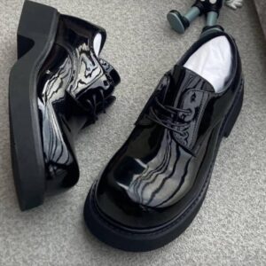 Premium Glossy Black Chunky Derby Shoes