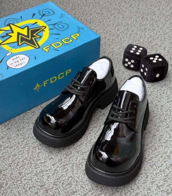 Premium Glossy Black Chunky Derby Shoes
