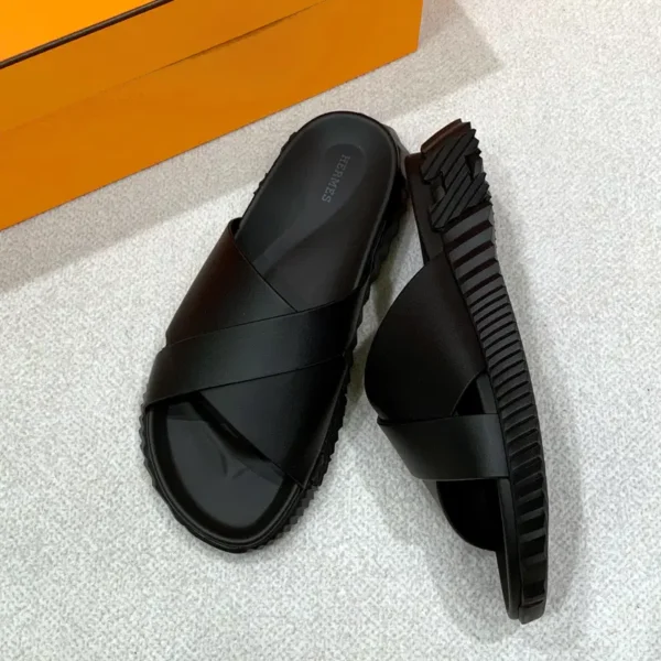 Hermès Cross Leather Slide