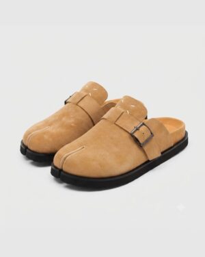 Men's Yellow Buckle Strap Split Toe Slip-On